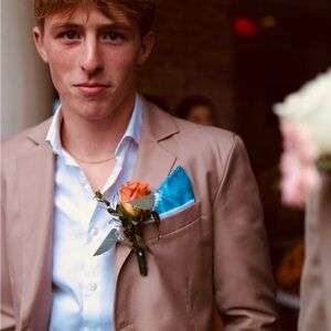 Home Coming boys beige suit.